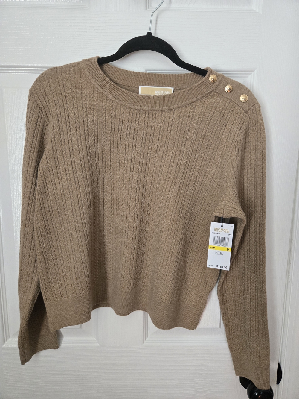 Michael Kors Camel Cable-Knit Crew Sweater NWT